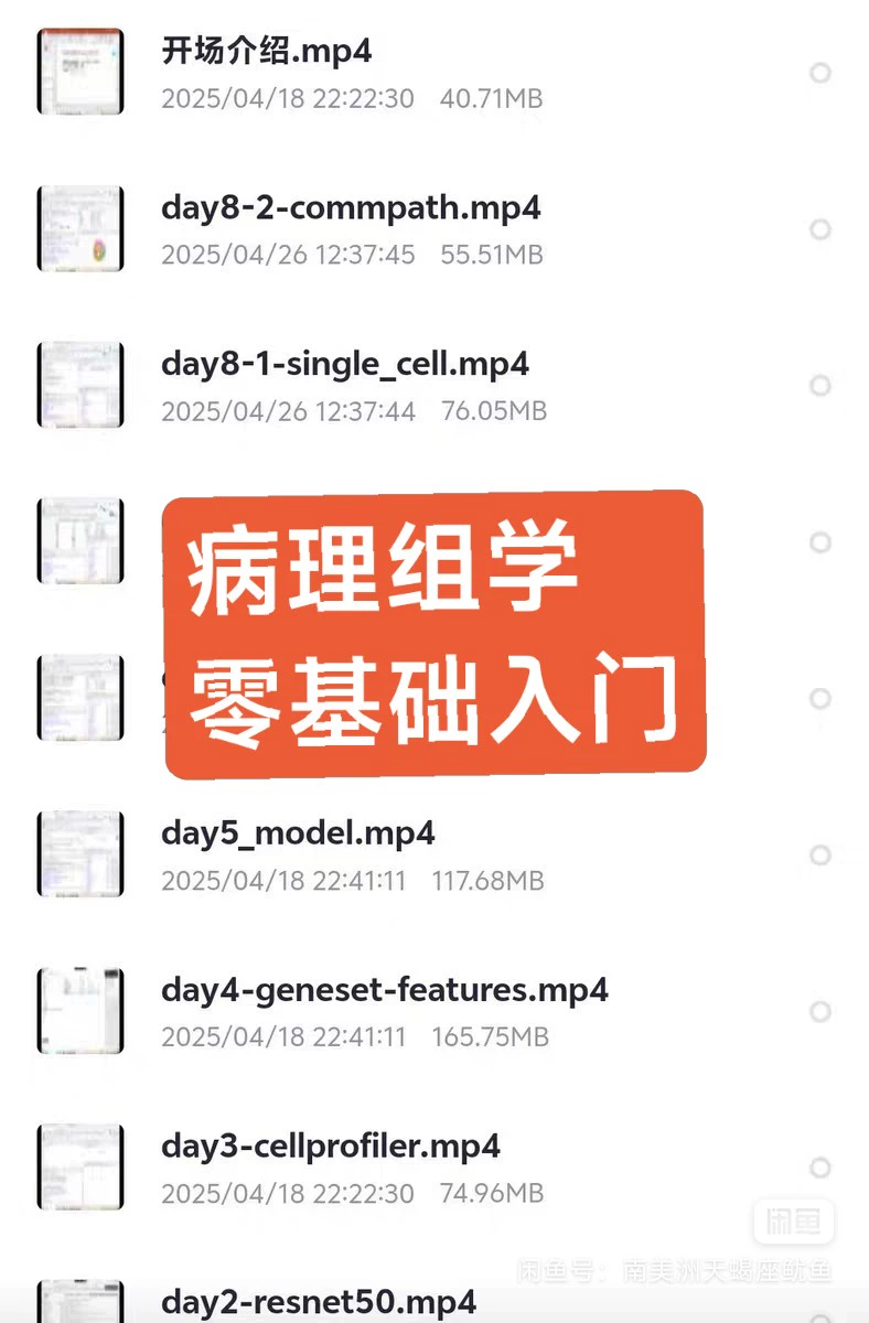 【秒发】病理组学入门课程,零基础也能学会!全套视频资料+代码(秒发病理组学教程)